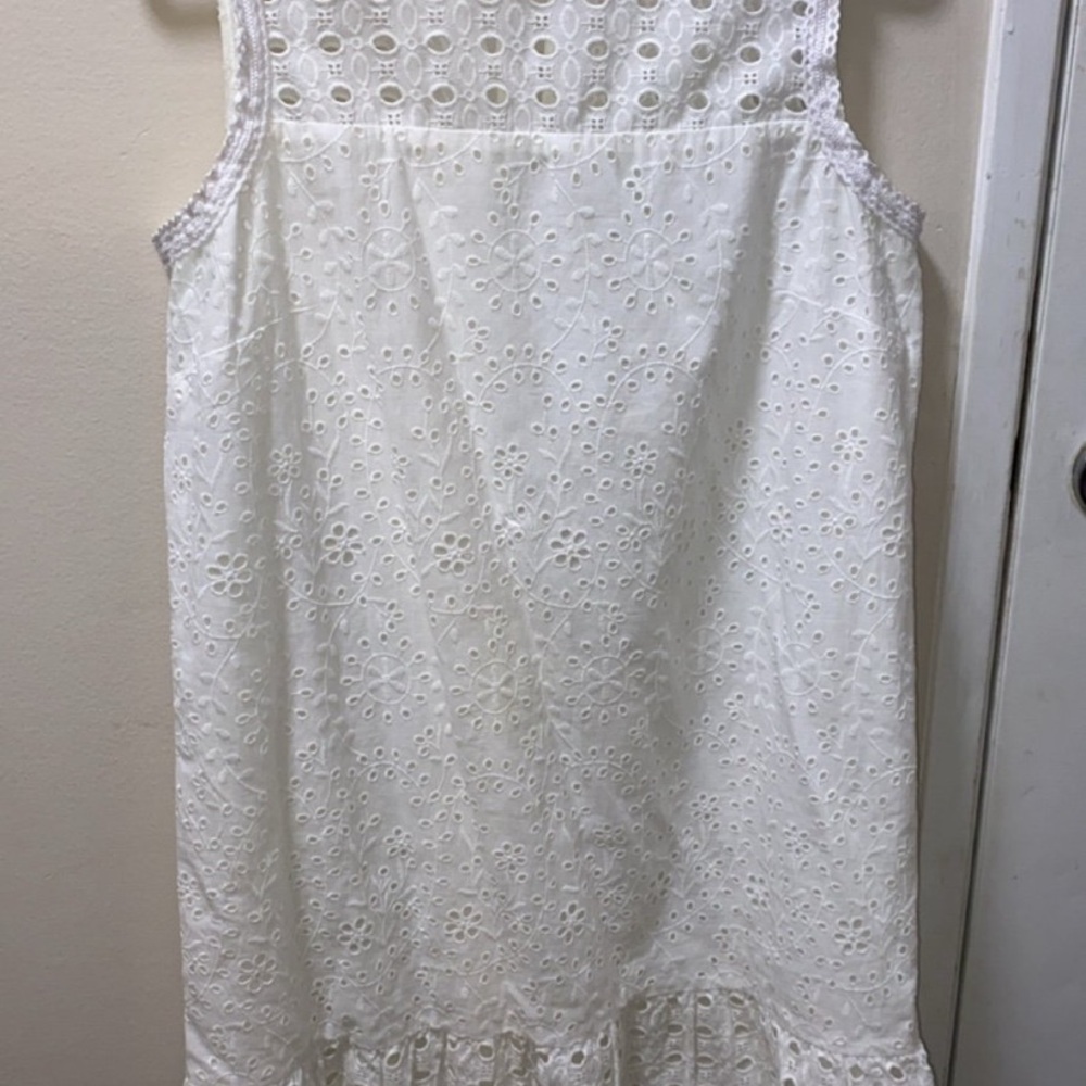 LOFT Eyelet Flounce Shift Dress, size 10